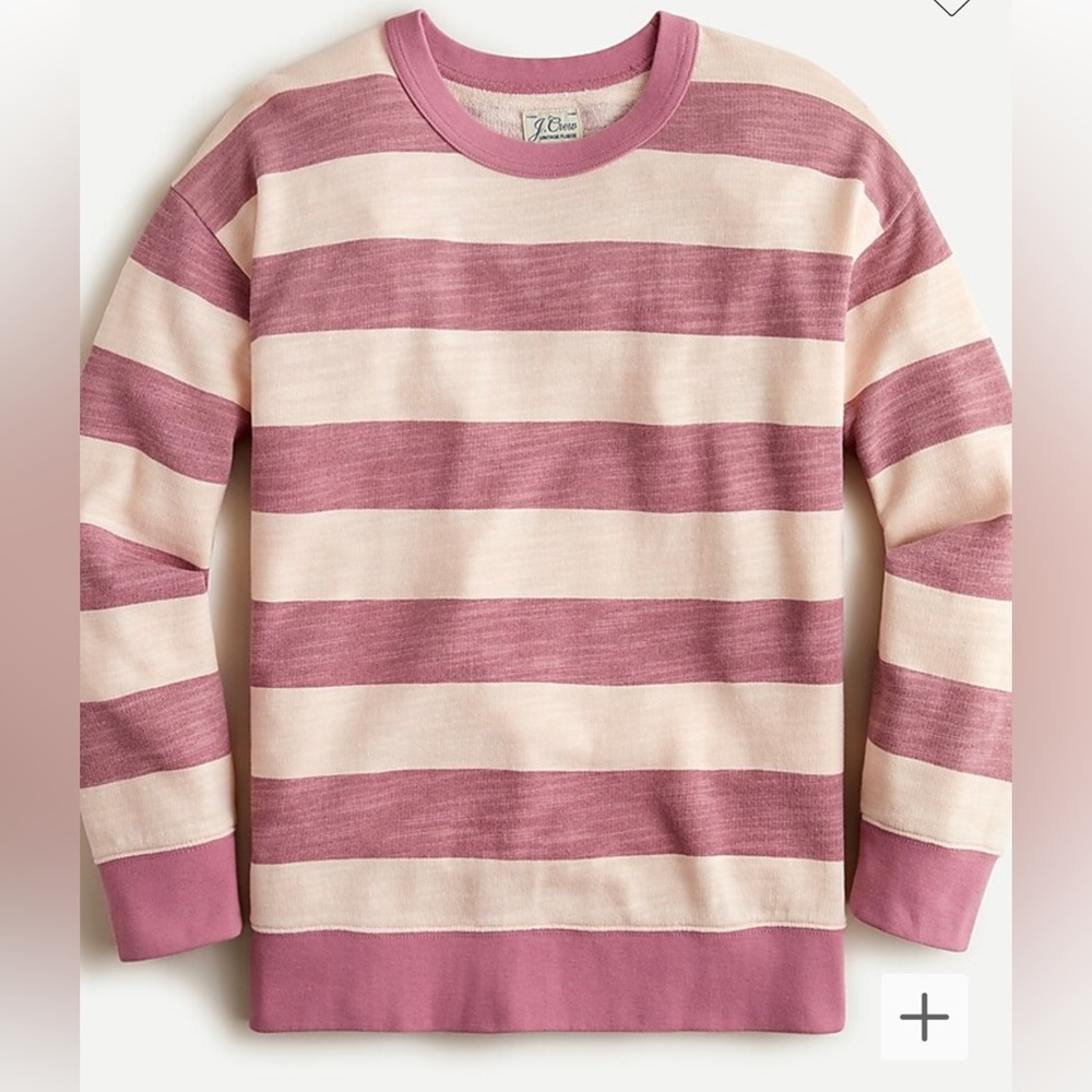 NWT J. Crew Vintage Cotton Terry Relaxed-Fit Pullover in Rugby Stripe